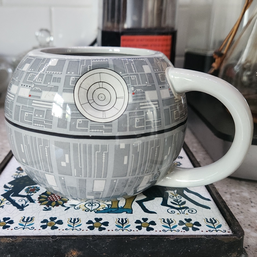 Gray and White Star Wars "Death Star" Mug